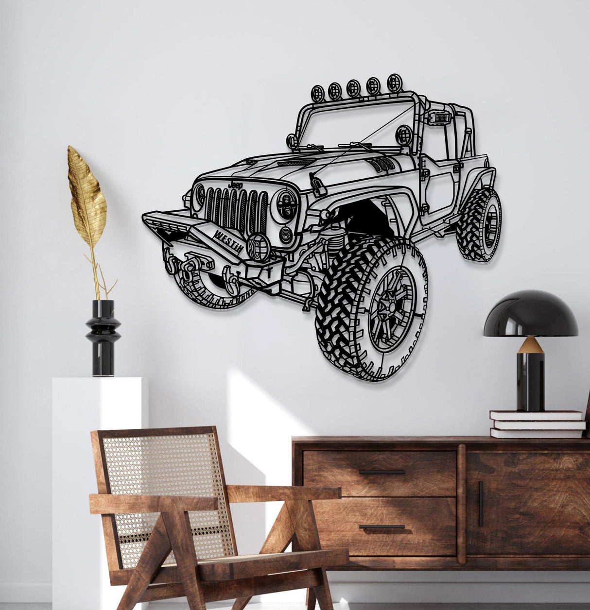 2007 Wrangler JK 2 Door Perspective Metal Car Wall Art - MT1311