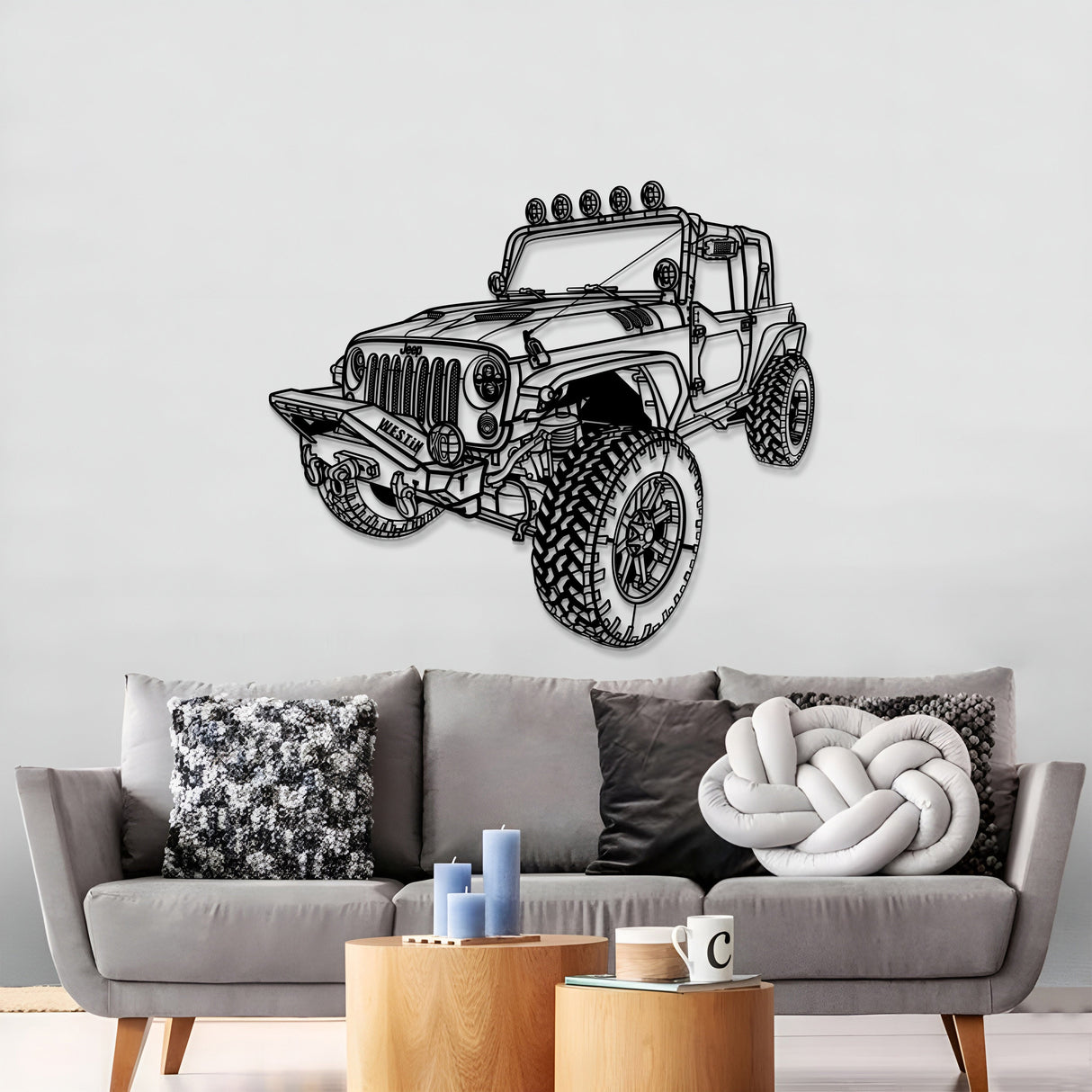 2007 Wrangler JK 2 Door Perspective Metal Car Wall Art - MT1311