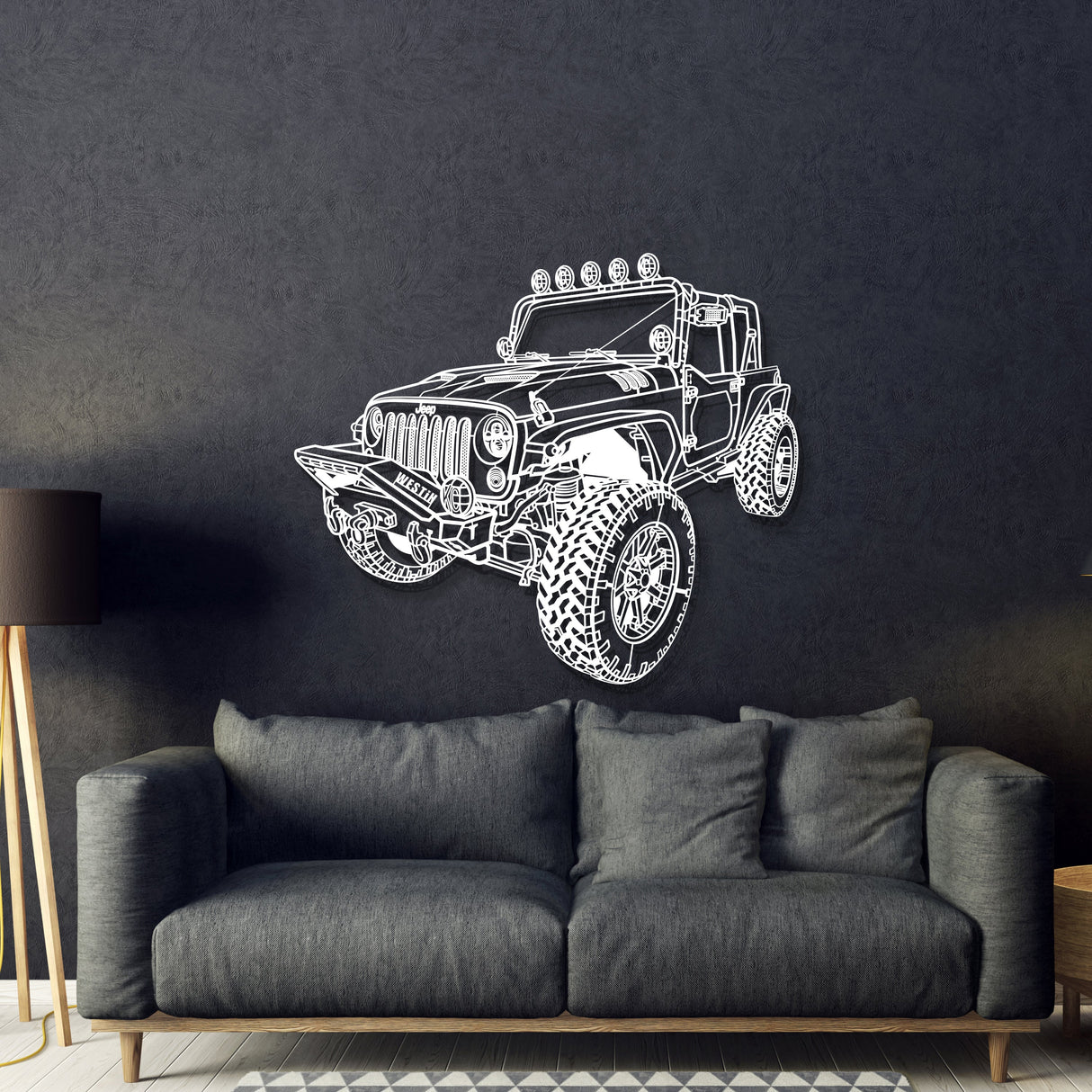 2007 Wrangler JK 2 Door Perspective Metal Car Wall Art - MT1311