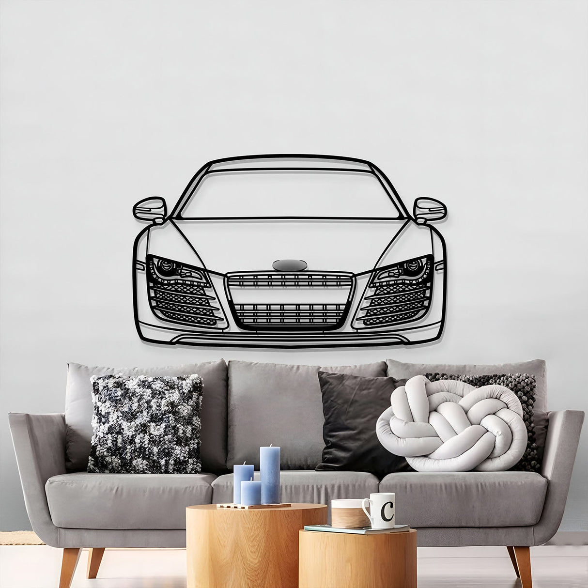 2009 R8 Front View Metal Car Wall Art - MT1321