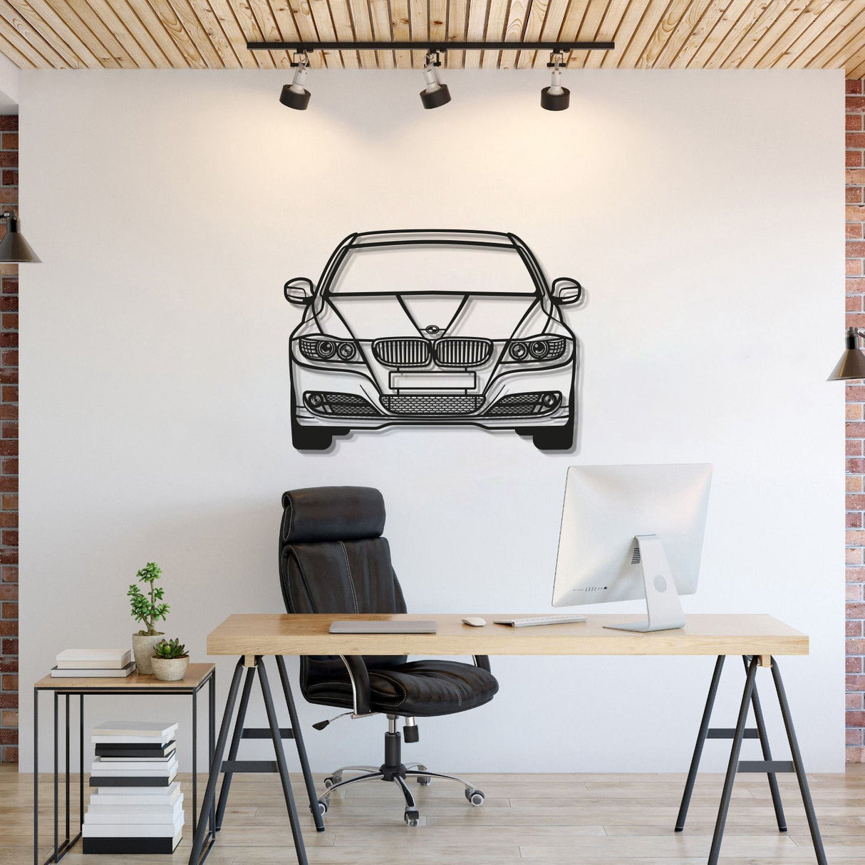 2009 E90 Front View Metal Car Wall Art - MT0386