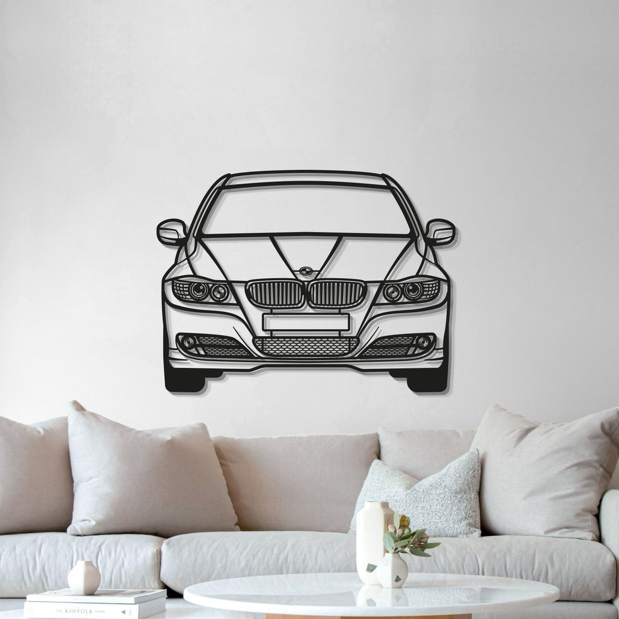 2009 E90 Front View Metal Car Wall Art - MT0386