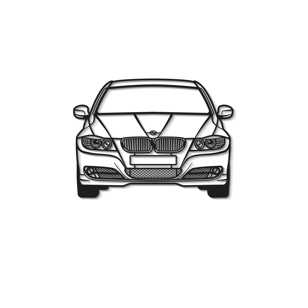 2009 E90 Front View Metal Car Wall Art - MT0386