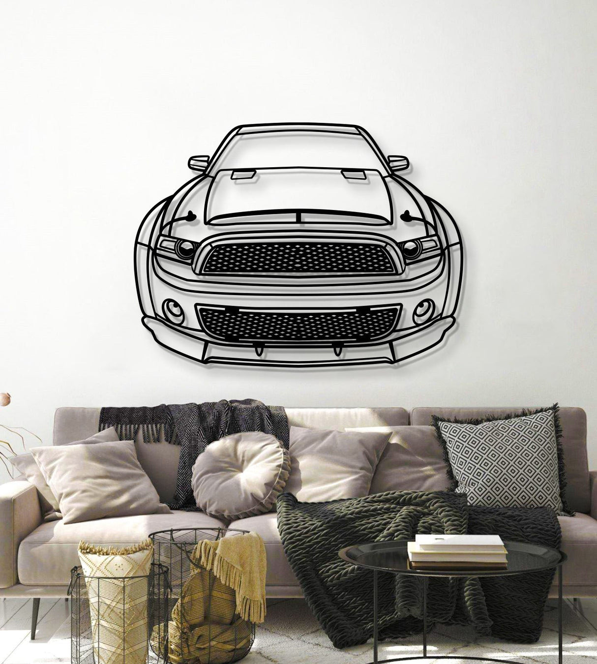 2013 Mustang Shelby Super Snake Front View Metal Car Wall Art - MT1347