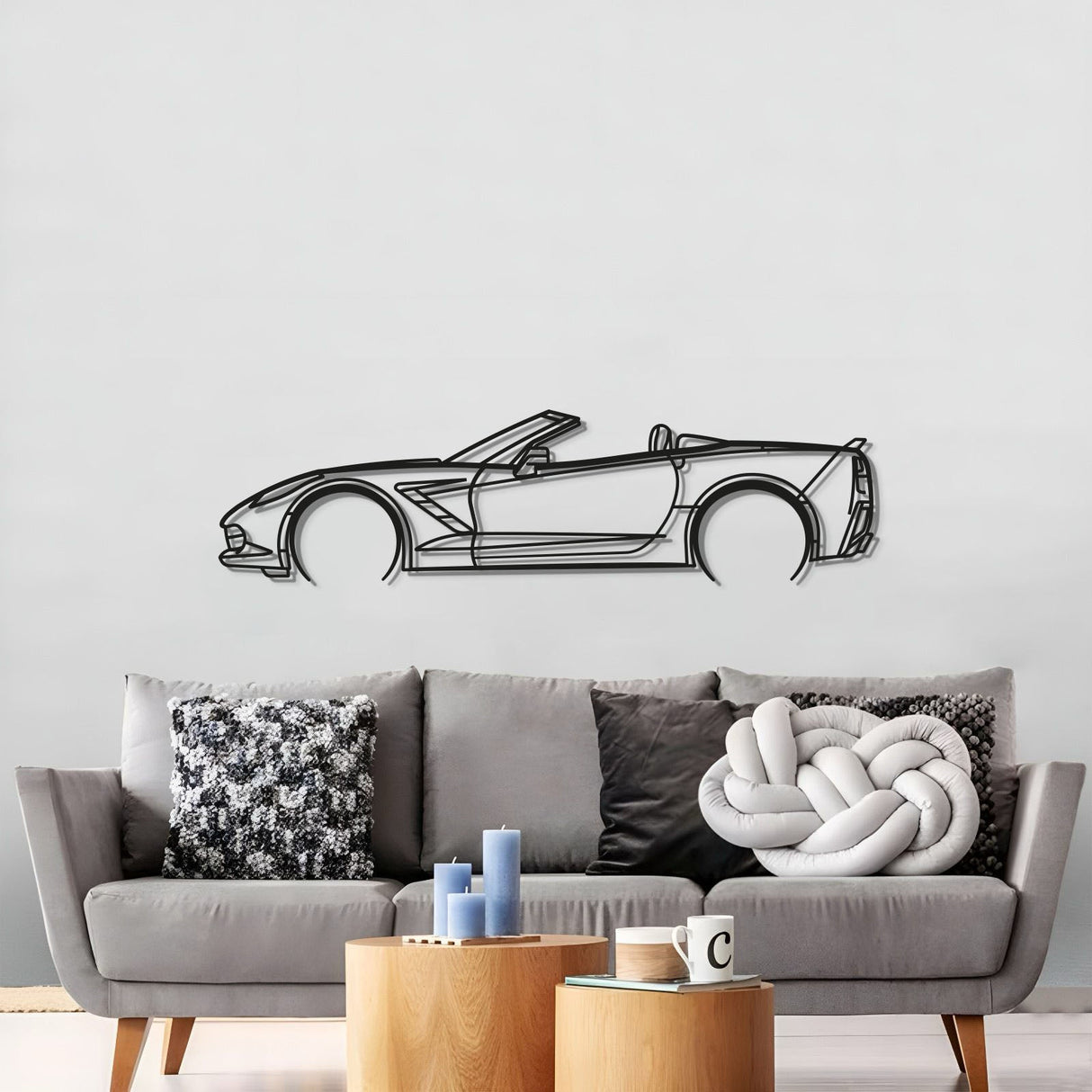 2014 Corvette C7 Cabrio Metal Car Wall Art - MT0500