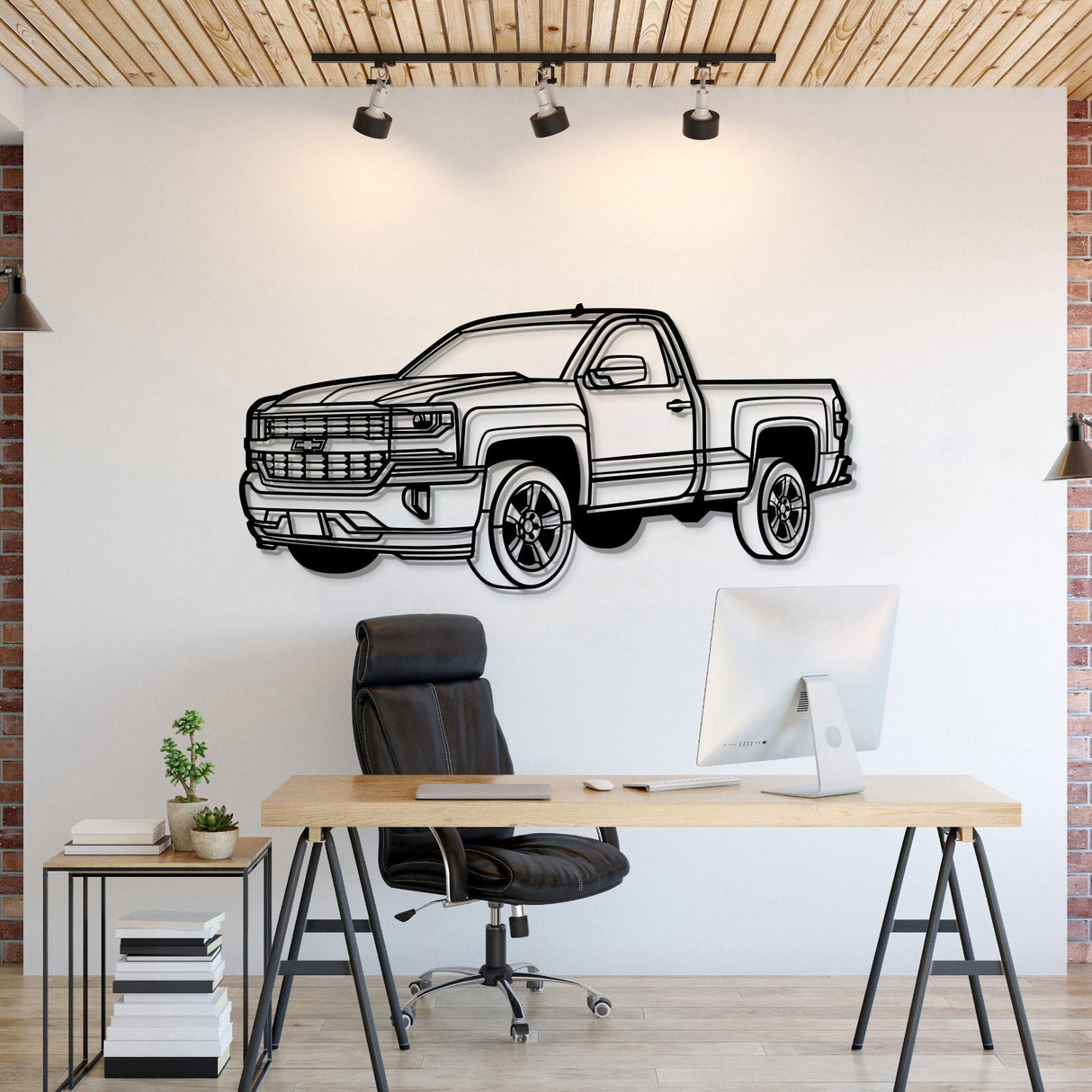 2016 Silverado 1500 Regular CAB Perspective Metal Car Wall Art - MT1153