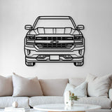 2016 Silverado 1500 Z71 Front View Metal Car Wall Art - MT1335