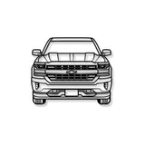 2016 Silverado 1500 Z71 Front View Metal Car Wall Art - MT1335