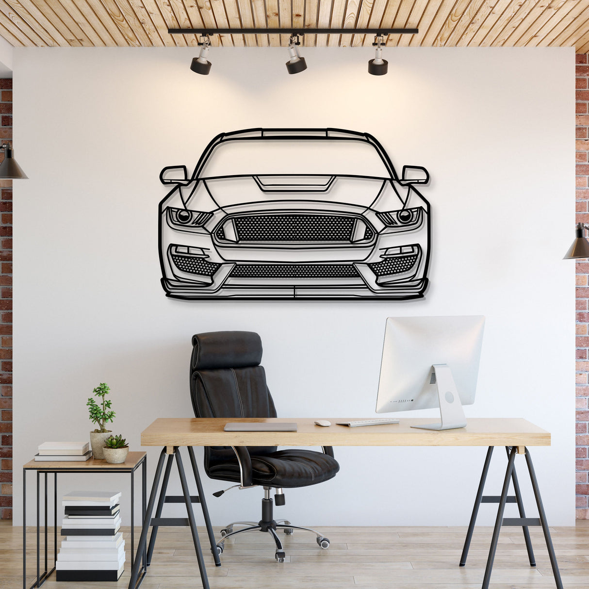 2017 Mustang Shelby GT350 Front View Metal Car Wall Art - MT1348