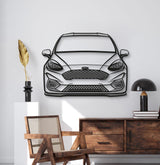 2018 Fiesta MK8 Front View Metal Car Wall Art - MT1349