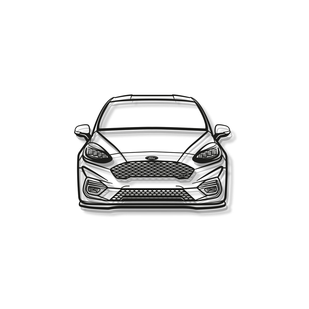 2018 Fiesta MK8 Front View Metal Car Wall Art - MT1349