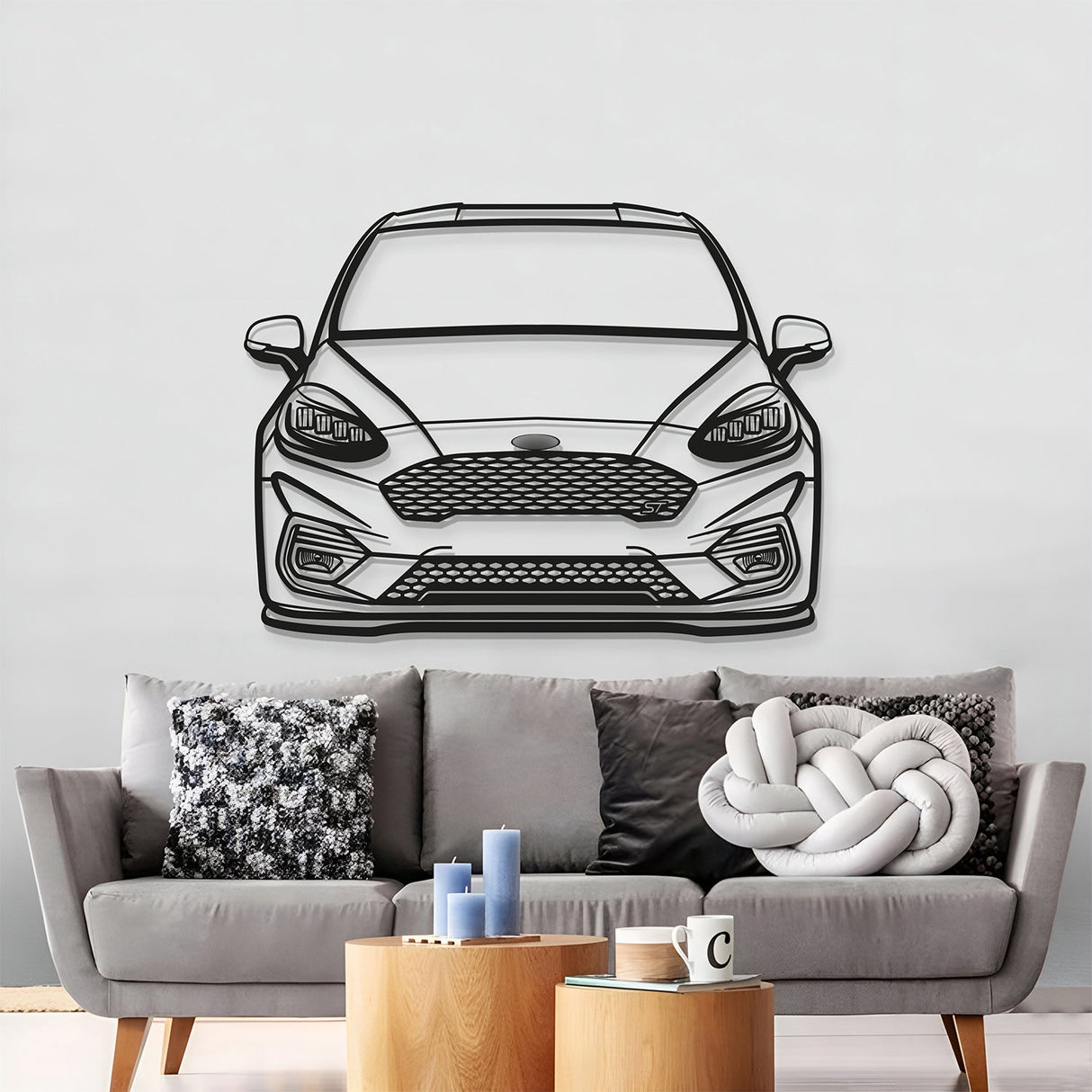 2018 Fiesta ST MK8 Front View Metal Car Wall Art - MT1350