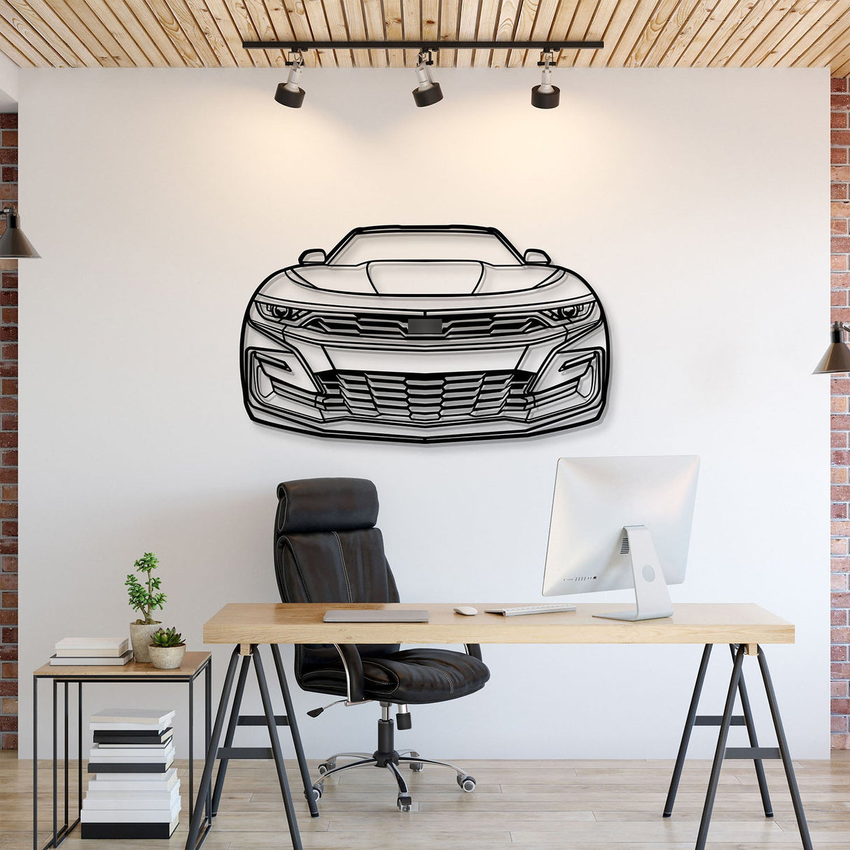 2019 Camaro Front View Metal Car Wall Art - MT1336