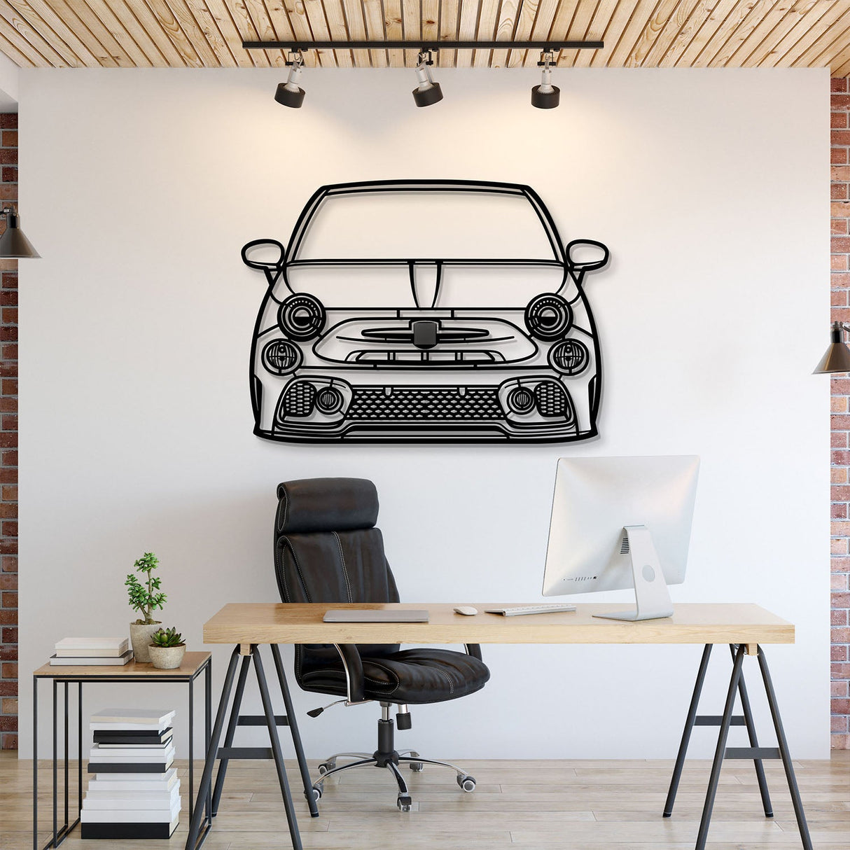 2021 Abarth 595 Front View Metal Car Wall Art - MT1344