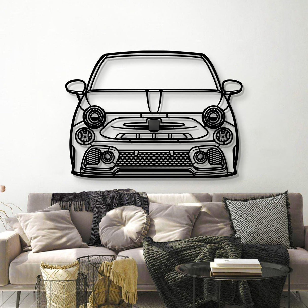 2021 Abarth 595 Front View Metal Car Wall Art - MT1344