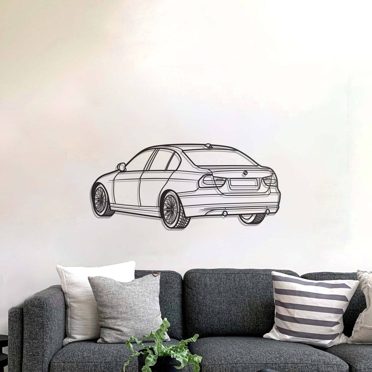 E90 Back View Perspective Metal Car Wall Art - MT1229