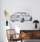 E90 Back View Perspective Metal Car Wall Art - MT1229