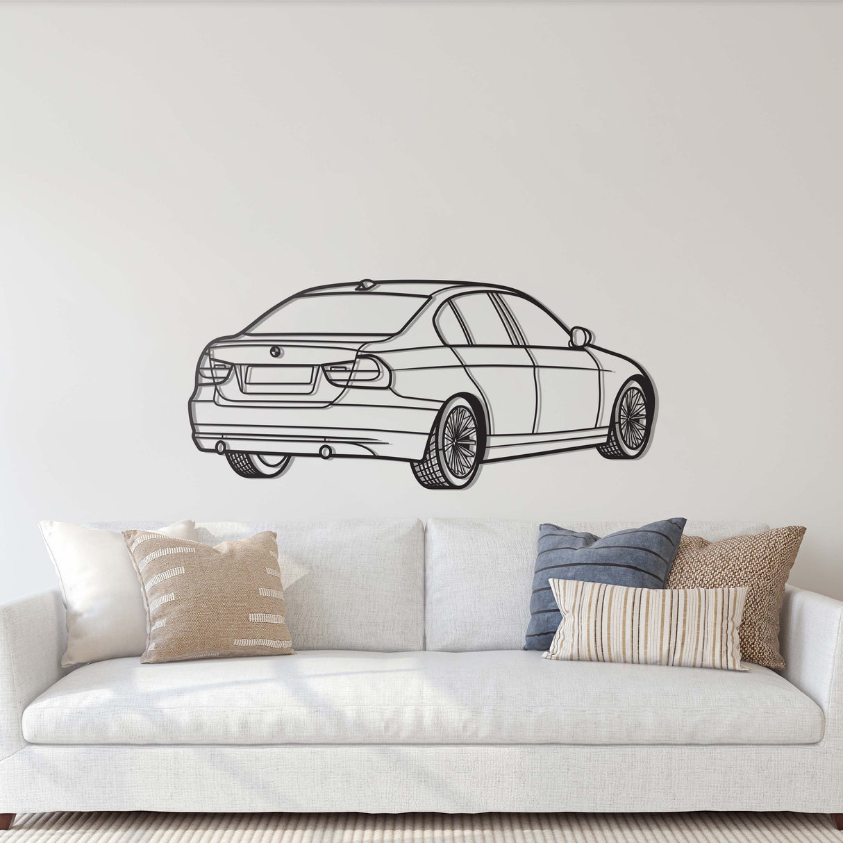 E90 Back View Perspective Metal Car Wall Art - MT1229