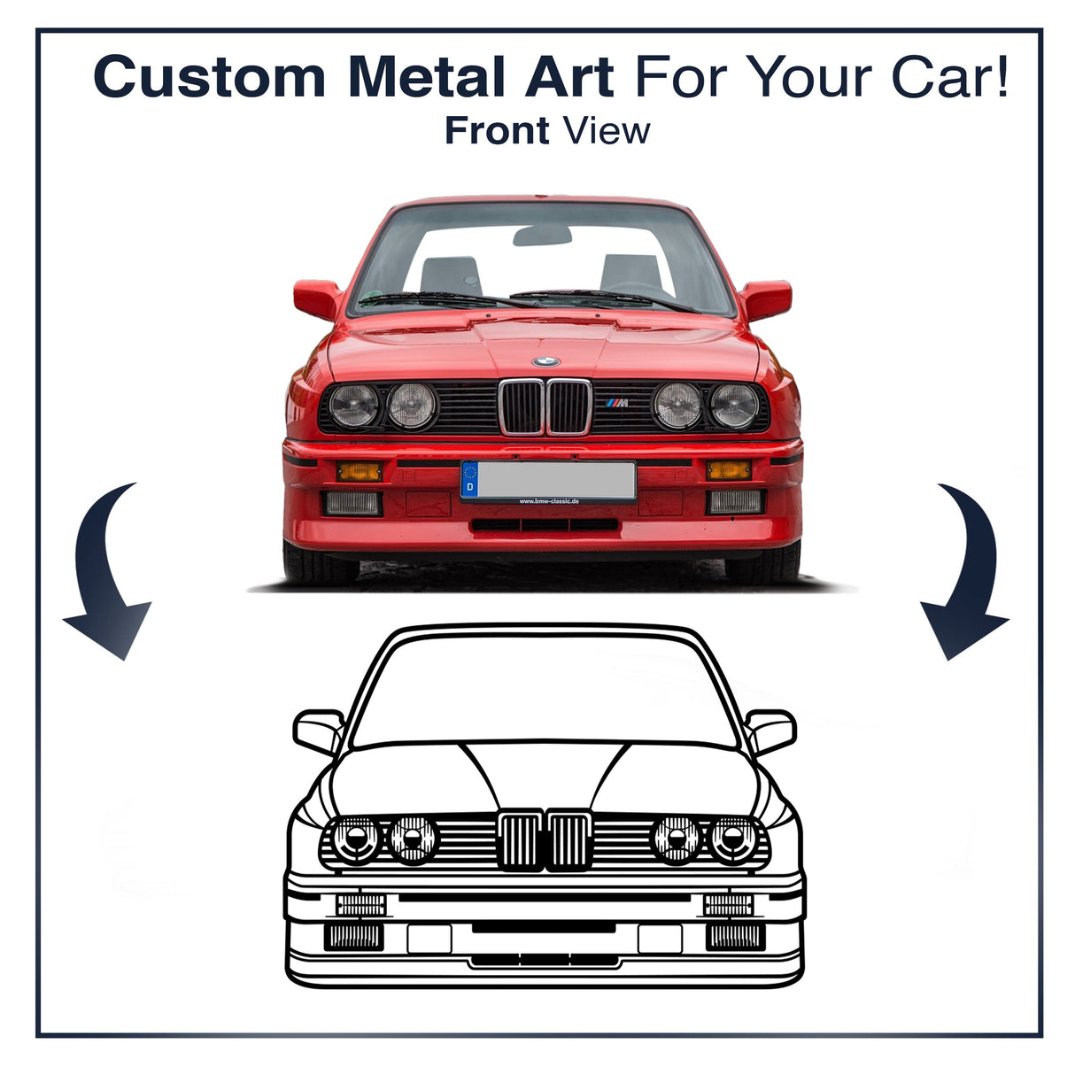 Your Personalized Car Front View Metal Wall Art - MT1380