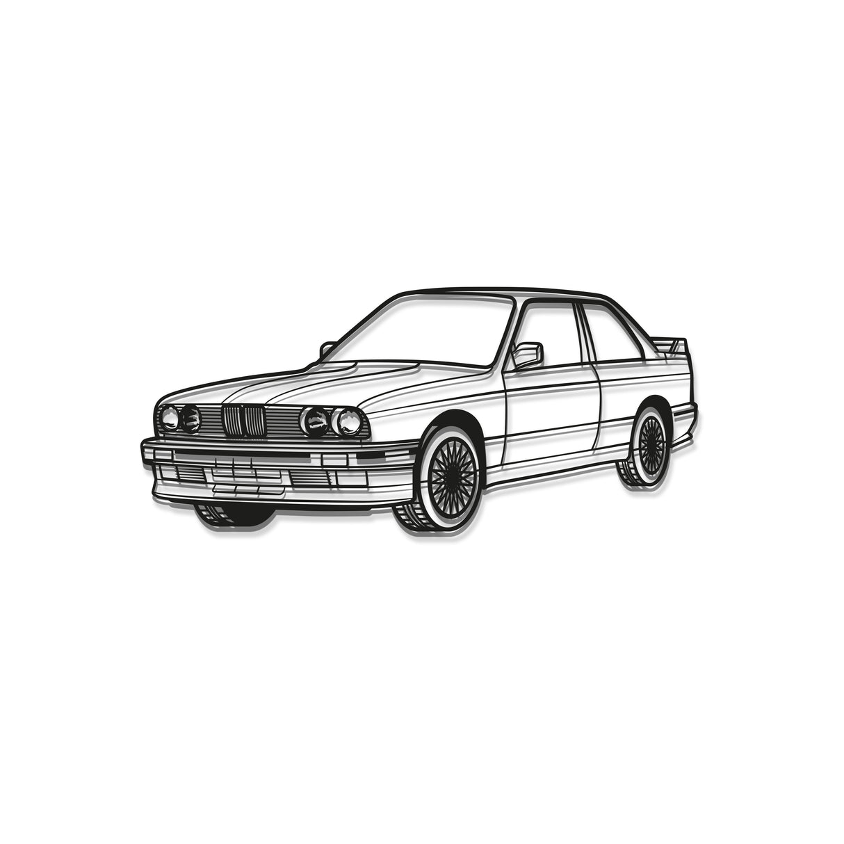 E30 Perspective Metal Car Wall Art - MT0428