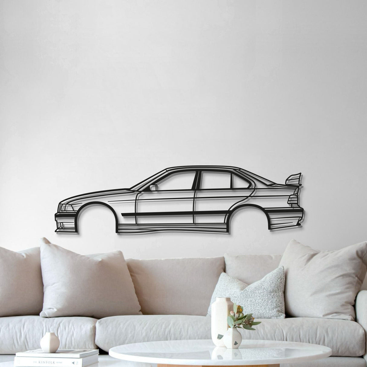 E36 M3 SEDAN WITH SPOILER Metal Car Wall Art - MT0949