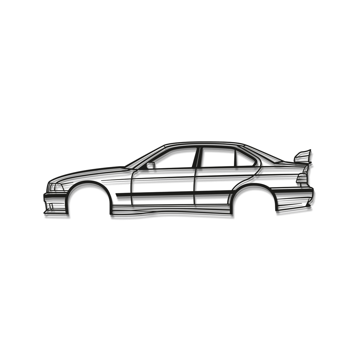 E36 M3 SEDAN WITH SPOILER Metal Car Wall Art - MT0949