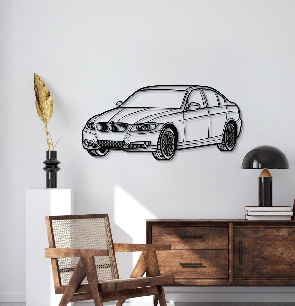 E90 Perspective Metal Car Wall Art - MT0429