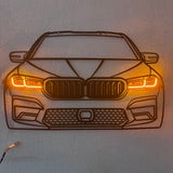 M5 CS Front View Metal Neon Car Wall Art - MTN0108