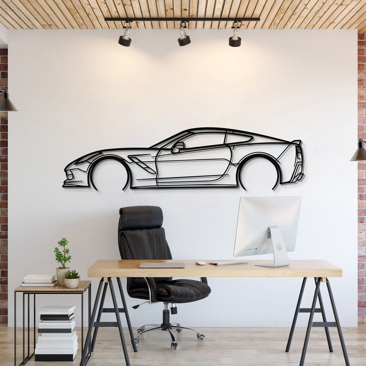 Corvette C7 Detailed Metal Car Wall Art - MT0920