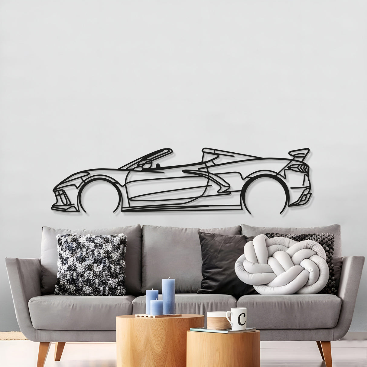 Corvette C8 Detailed Metal Car Wall Art - MT0922