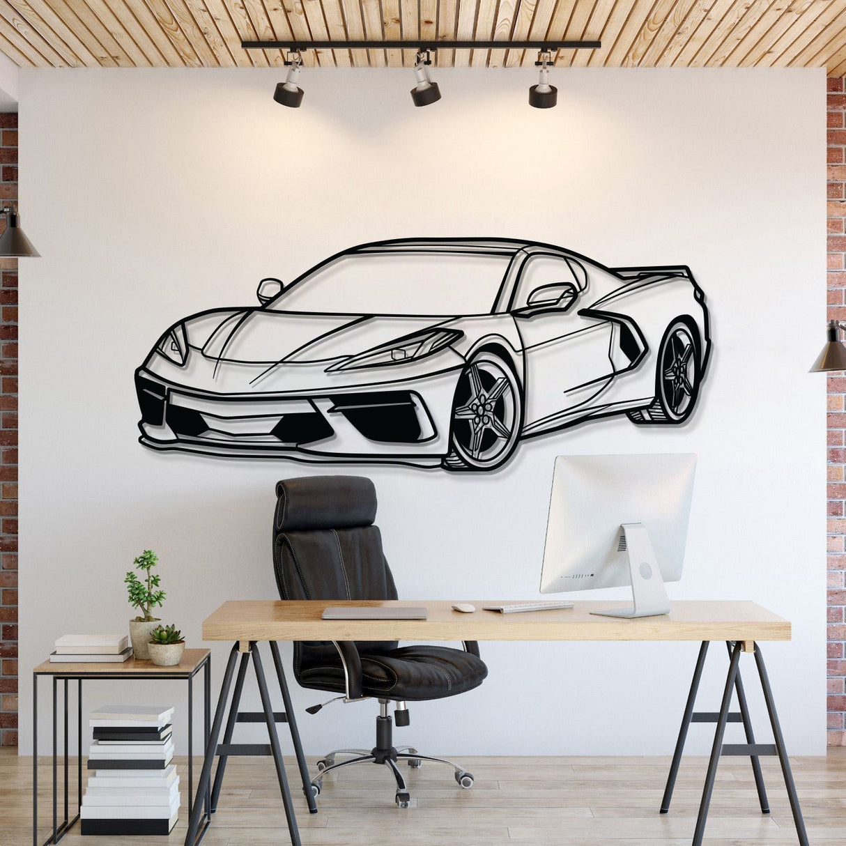 Corvette C8 Perspective Metal Car Wall Art - MT1125