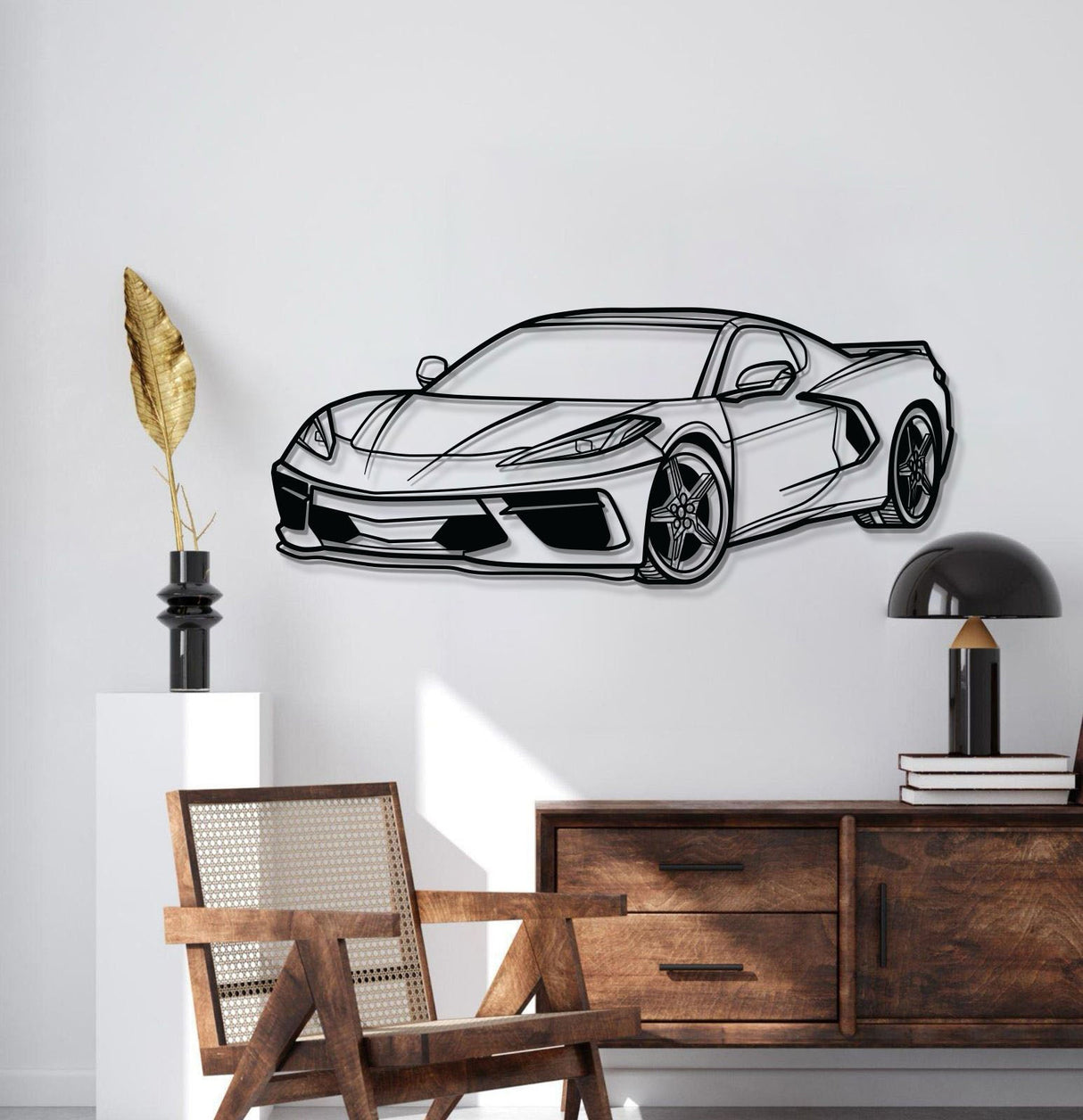 Corvette C8 Perspective Metal Car Wall Art - MT1125