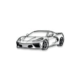 Corvette C8 Perspective Metal Car Wall Art - MT1125