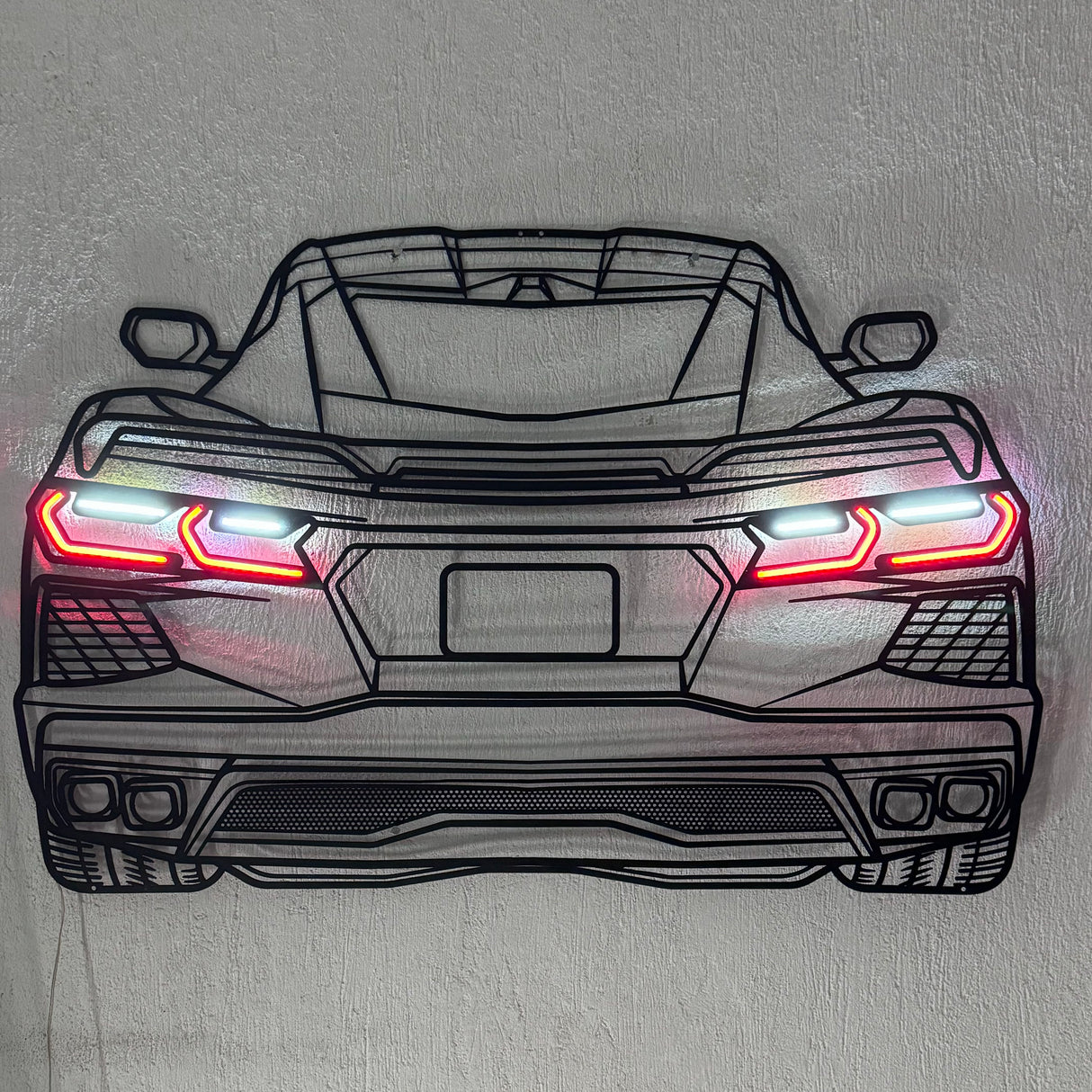 Corvette C8 Back View Metal Neon Car Wall Art - MTN0079