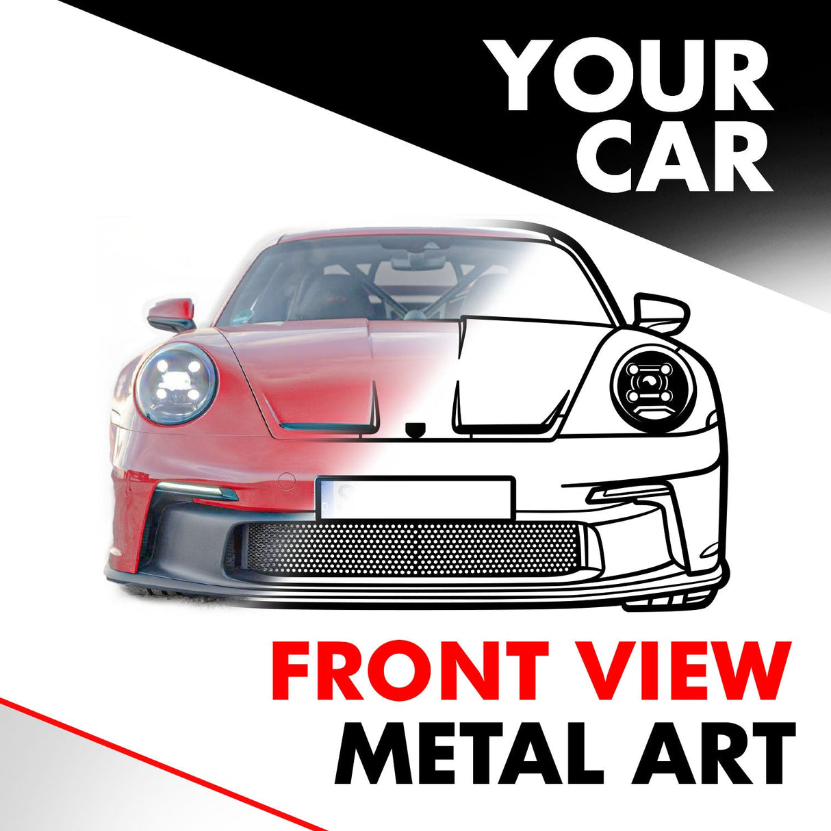 Your Personalized Car Front View Metal Wall Art - MT1380