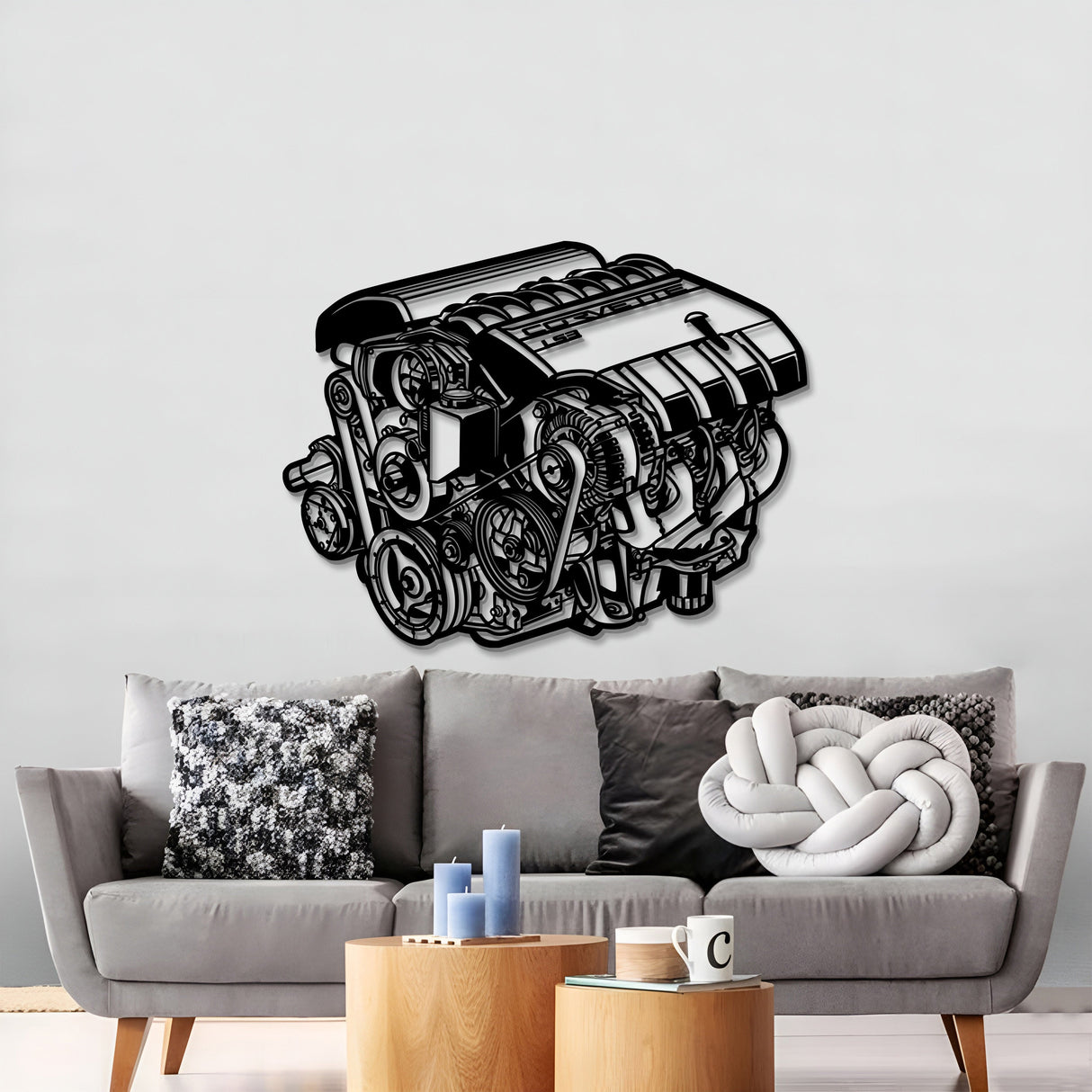 GM 6.2 Liter V8 Small Block LS3 Metal Engine Block Wall Art - MTEB-0004