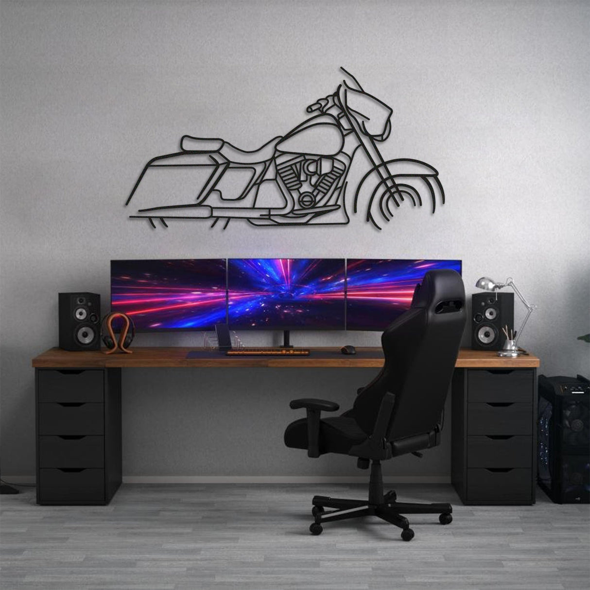 Harley Davidson Street Glide Metal Motorcycle  Silhouette Wall Art - MT1094