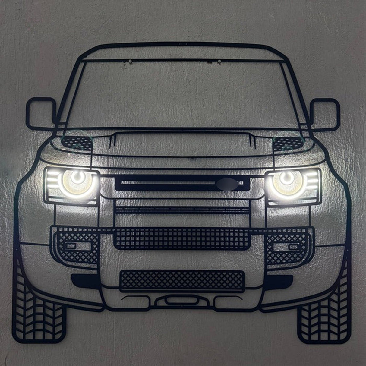 2020 Defender Front View Metal Neon Car Wall Art - MTN0107