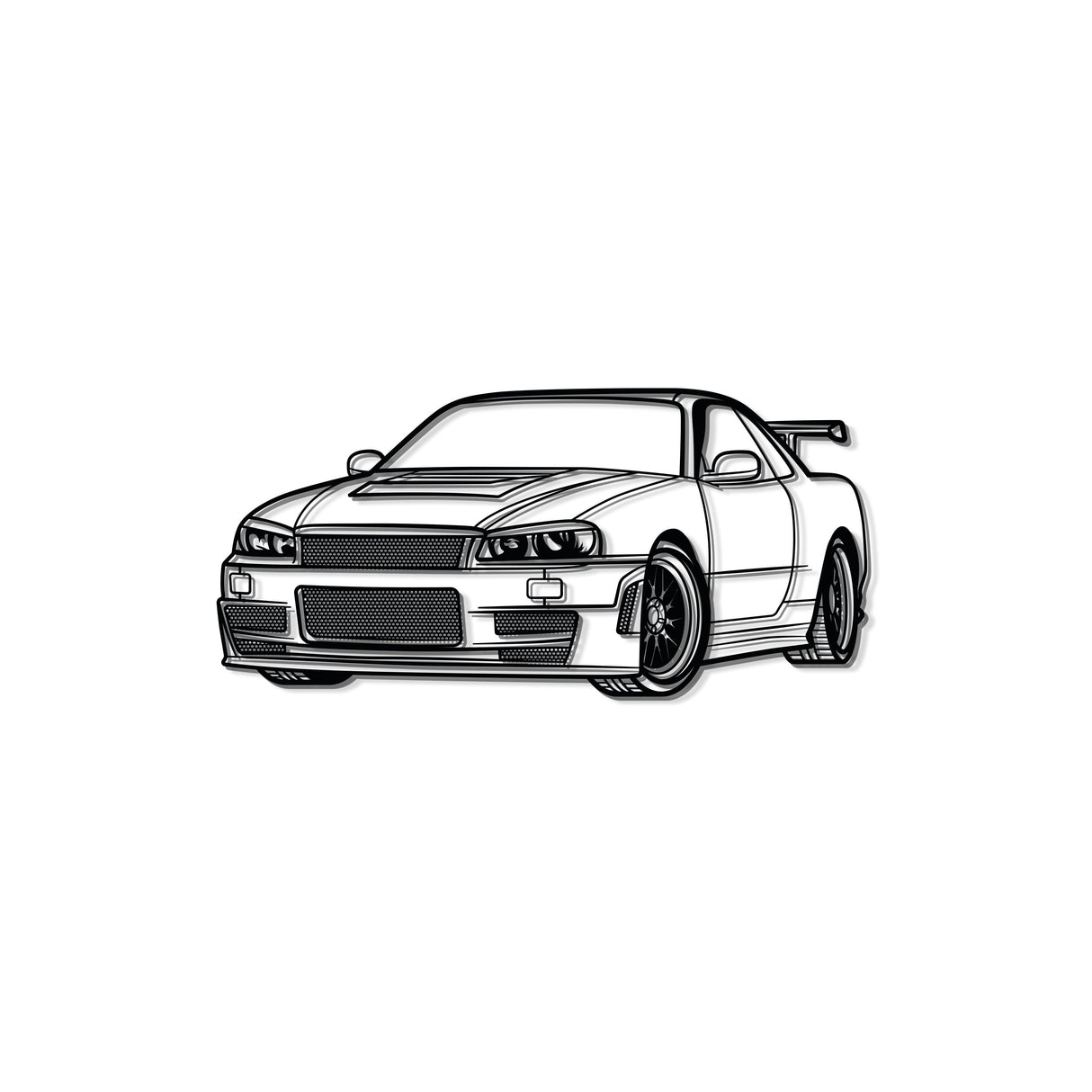 GTR R34 Perspective Metal Car Wall Art - MT0457