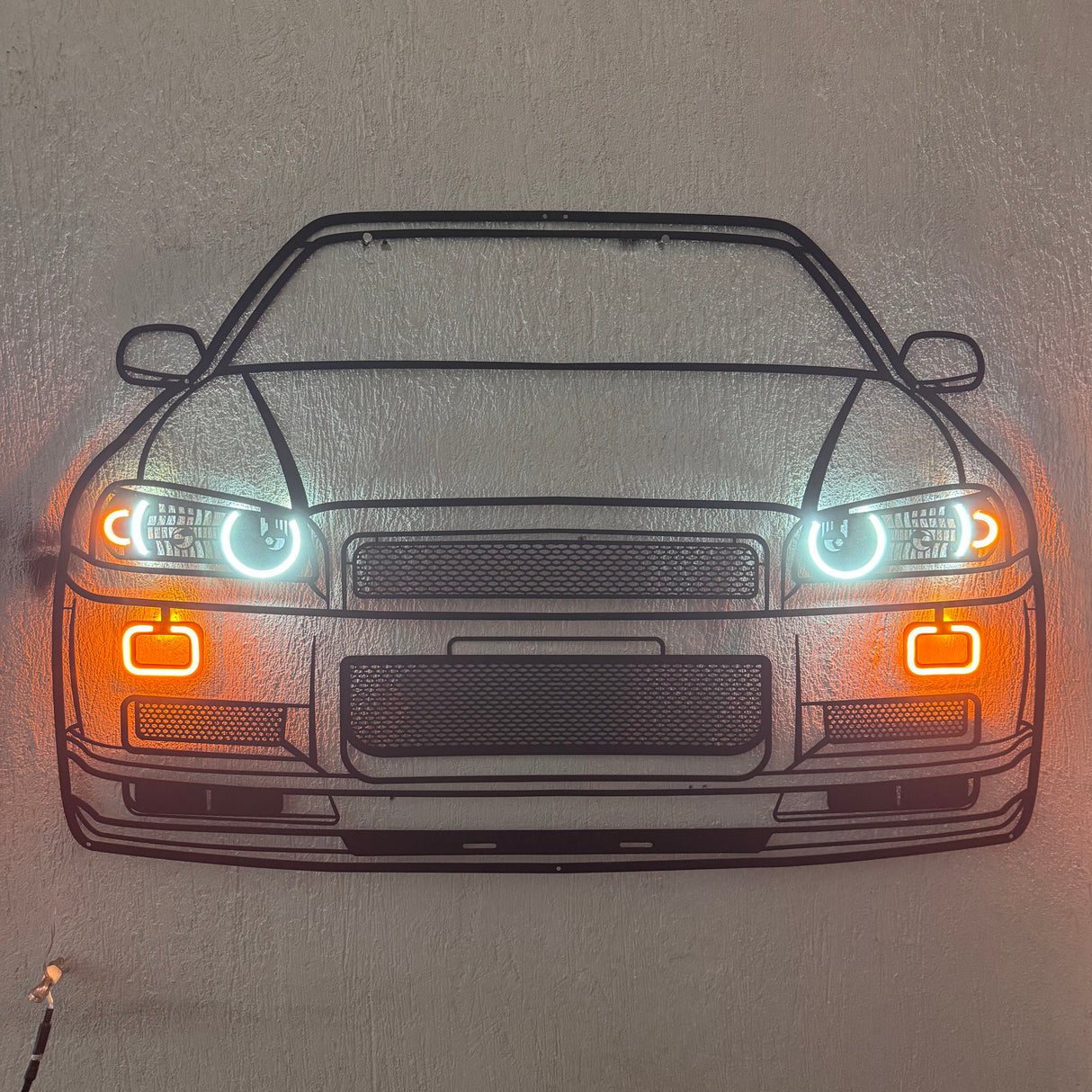 GTR R-34 Front View Metal Neon Car Wall Art - MTN0092