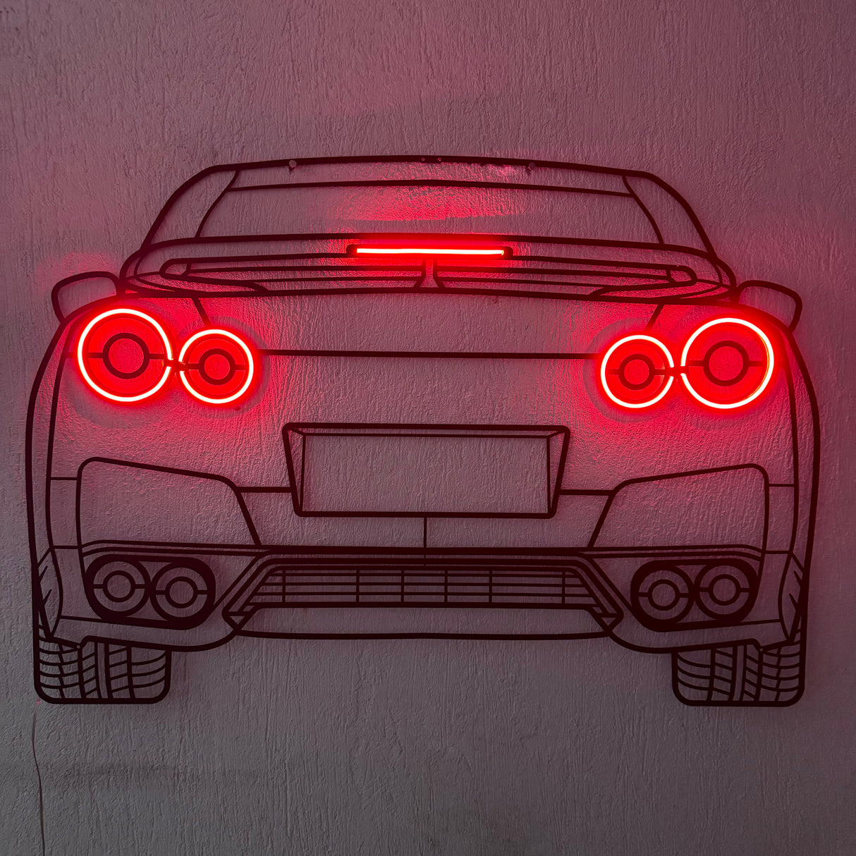 R35 Back View Metal Neon Car Wall Art - MTN0096