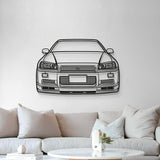 Skyline GT-R R34 Front View Metal Car Wall Art - MT1363