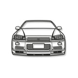 Skyline GT-R R34 Front View Metal Car Wall Art - MT1363