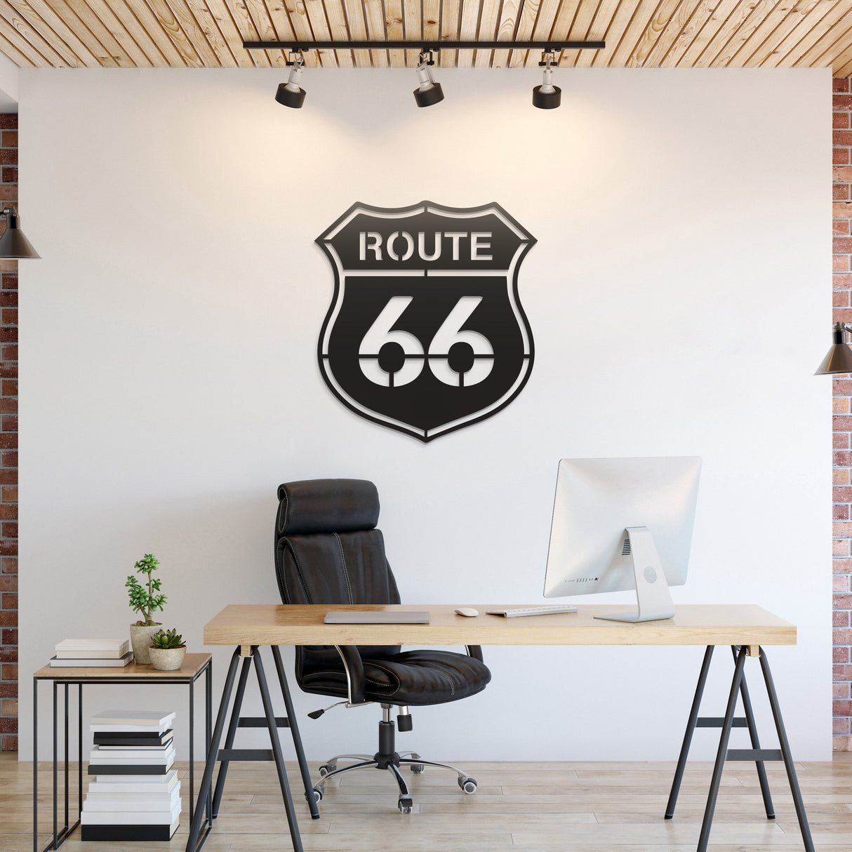 Route 66 Metal Car Culture Wall Art - MT1236