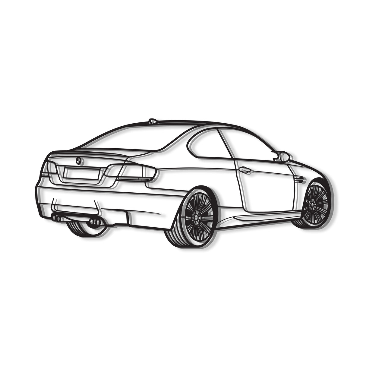 E92 Back Perspective Metal Car Wall Art - MT1300