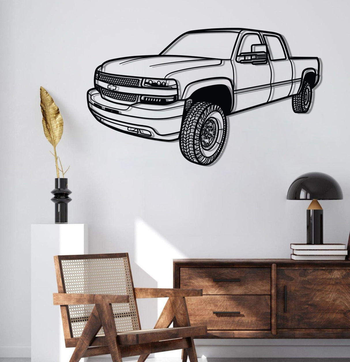 2002 Silverado 2500 Perspective Metal Car Wall Art - MT1297