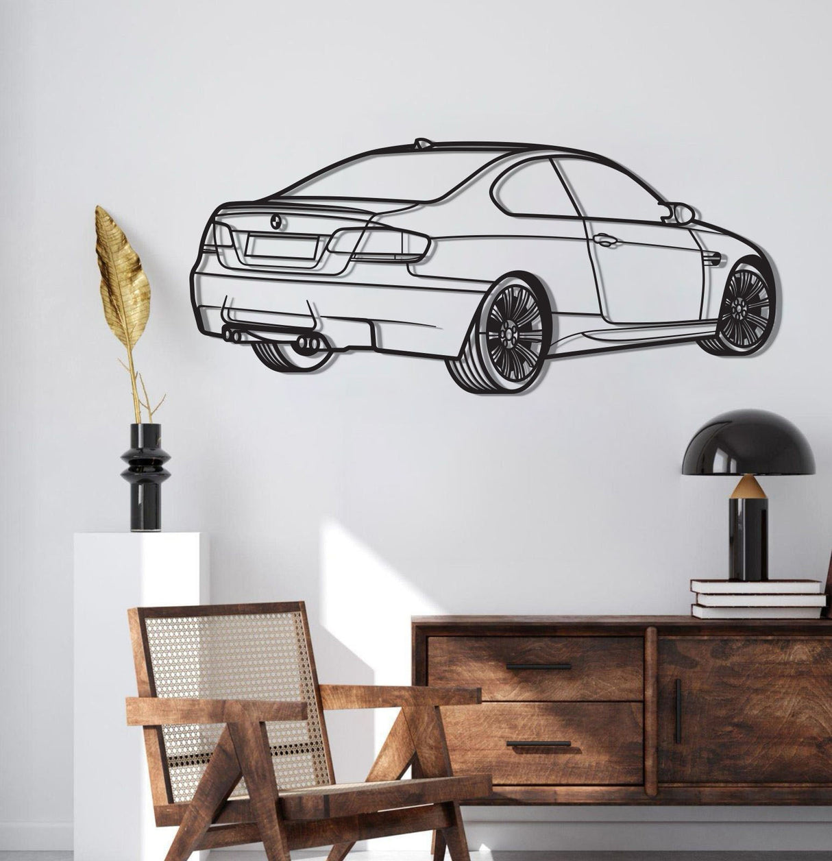 E92 Back Perspective Metal Car Wall Art - MT1300